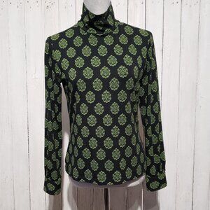 Talbots S Top Black Green Turtleneck Academia Preppy Earthy 80s 90s Mod Retro